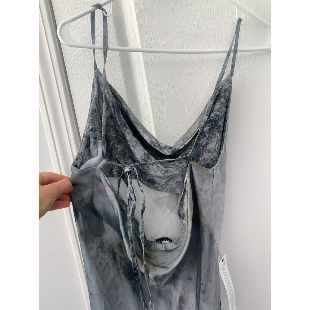 Topshop Cowl Neck Abstract Marble Print Midi Dress Grey Blue US 4 F105977 - Picture 6 of 11